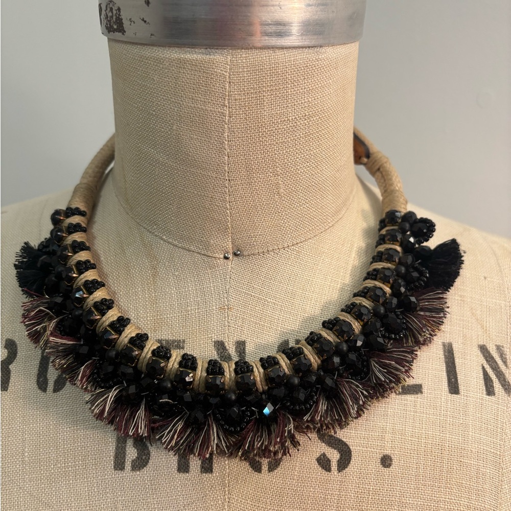 Handmade Elegant Black and Brown Beaded Necklace